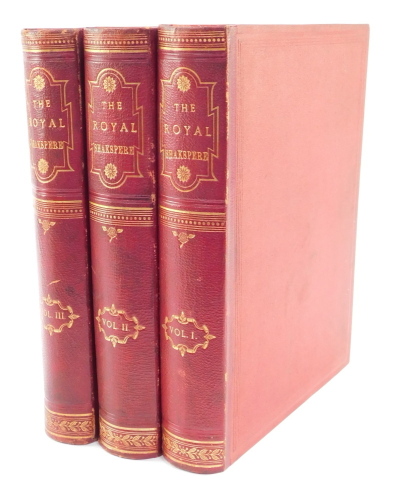The Royal Shakspere. The poet's works in chronological order, from the text of Professor Delius, 3 vols, gilt tooled cloth, published by Cassell & Company Ltd, London 1883.