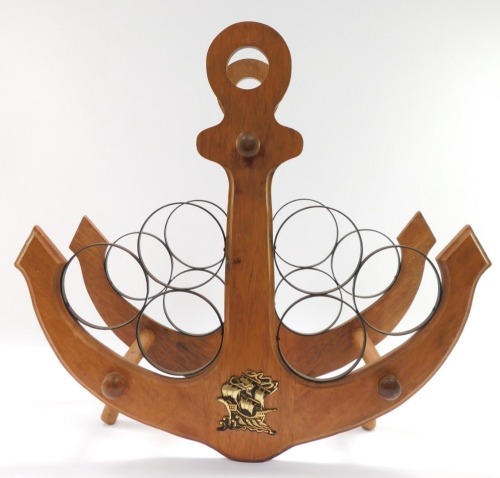 An anchor framed six bottle wine rack, 50cm high.