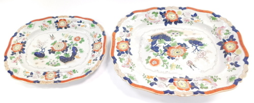Two graduated Victorian ironstone meat plates, marked Real Stone China, the largest with well, 52cm.