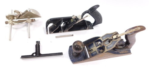 Three woodworking planes, comprising a Record 043 plough plane., Record No 04 1/2., and a Stanley No 78.