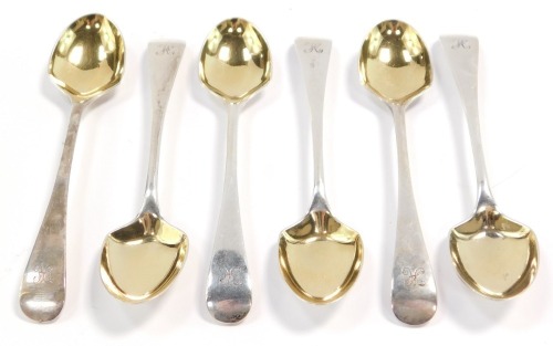 A set of six Victorian silver teaspoons, initial engraved, Elkington & Company Ltd, Birmingham 1895/96, 3.75oz.