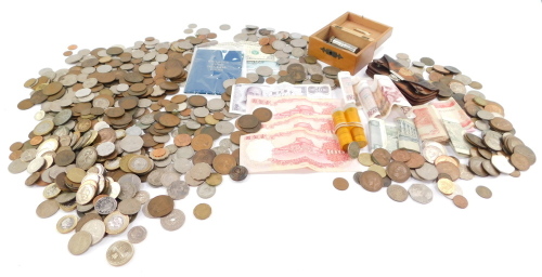 Victorian and later silver and copper coinage, Hong Kong coins, world coins and bank notes, etc. (a quantity)