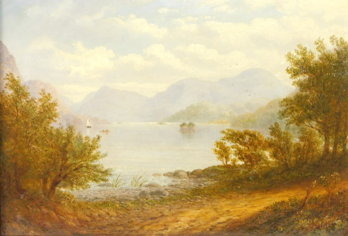 William Taylor Longmire (British, 1841-1914). Ullswater from Glencoin Park, oil on canvas, signed, dated 1888, 37cm high, 55cm wide.