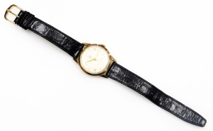 A Tudor Royal gentleman's wristwatch, with silvered coloured dial and gold hands, in a yellow metal case, marked 9ct, on a later leather strap, in Omega watch box, the dial 2.5cm wide, 30.1g all in. - 3