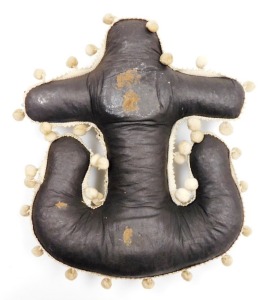 A Hands Across the World naval anchor beaded sweetheart pin cushion, with blue overall design and various applied picture panels and central plaque, with outer cream pom pom detailing, 27cm high, 25cm wide. - 3