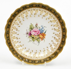 A collection of Royal Worcester porcelain cabinet plates, to include a plate decorated with sheep within a blue and gilt highlighted border, signed E. Barker, printed and impress marks to underside, 15.5cm diameter, a blush ivory plate decorated with flow - 2