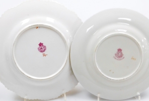 A collection of Royal Worcester porcelain cabinet plates, to include a plate decorated with sheep within a blue and gilt highlighted border, signed E. Barker, printed and impress marks to underside, 15.5cm diameter, a blush ivory plate decorated with flow - 5