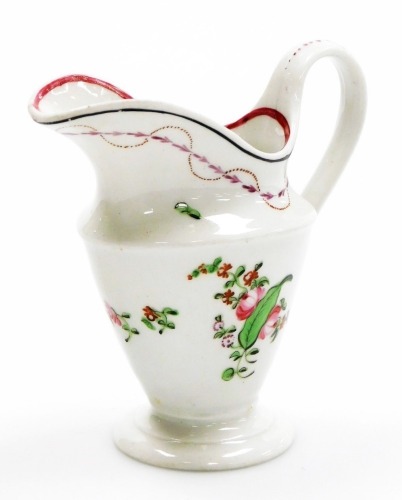 An early 19thC Newhall porcelain cream jug, pattern number 208, with rose band decoration, circa 1796-1805, 11.5cm high.