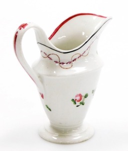 An early 19thC Newhall porcelain cream jug, pattern number 208, with rose band decoration, circa 1796-1805, 11.5cm high. - 2