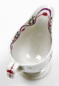 A late 18thC Newhall porcelain helmet shaped cream jug, pattern number 172, with rose spray decoration, 9cm high. - 3