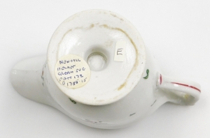 A late 18thC Newhall porcelain helmet shaped cream jug, pattern number 172, with rose spray decoration, 9cm high. - 4