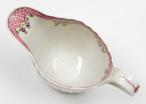 A late 18thC Newhall porcelain fluted cream jug, pattern number 173, with rose band decoration within scale borders, circa 1785, 11.5cm high. - 3