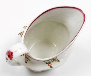 An early 19thC Newhall porcelain cream jug, with sprigs of flowers and pink scale border, pattern number 173, circa 1796-1805, 11cm high. - 3