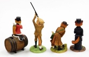 Three Border Fine Arts fox hunting group figures, comprising Uncle Monty AZ0110, 25cm high, Isaac AZ0257, 16cm high, Lady Reynard A7654, 18cm high, together with a novelty fox money box. - 2