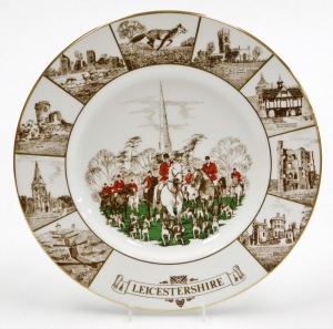 A group of hunting related items, a set of Country Matters coasters, a Crown Staffordshire pin dish, a Present Company pin dish, Hammersley pin dish, fox and fox cub milk jug, and a Coalport Leicestershire plate, limited edition number 98/250. (6) - 5