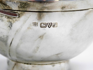 An Edwardian silver loving cup in Celtic style, the inscribed bowl presented to George Anthony Ratcliff Fillingham from his loving Godmother Lady Blake, with presentation gift card, bearing the initials GARF, Chester 1909, with a later matched spoon, Lond - 4