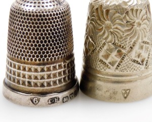 A group of twelve silver thimbles, each of varying design, some in thimble cases, 3&frac12;oz. - 4