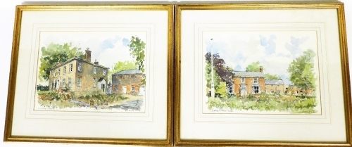 Derek Abel (1925-2008). Welby House, watercolour and ink on paper, signed, 26cm x 48cm, and another by the same artist. (2)