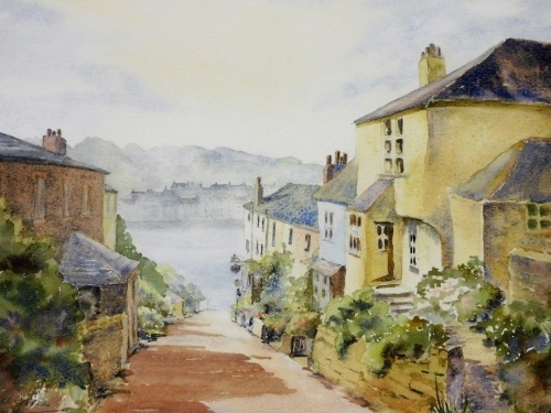 Jill Gooch (20thC). A View of Bodinnick, Cornwall, watercolour, signed, 28cm x 37cm.