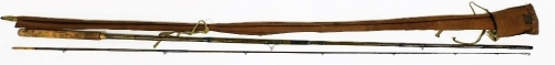 A Hardy Bros Limited two piece bamboo AX fly rod, with original canvas bag and Hardy label, 340cm.