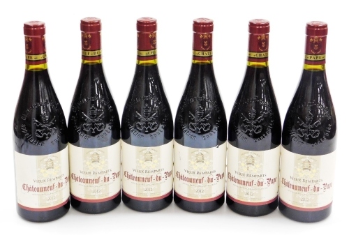 Six bottles of 2012 Vieux Remparts Chateauneuf-du-Pape.