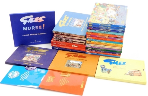 Various Giles annual collectors limited edition books, in slip cases, later facsimile editions for 1948, 1950, etc., various other Giles paperback. (a quantity)