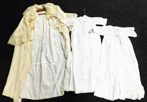 Two Christening robes, one in white, partially worked, sizes unknown. (2)