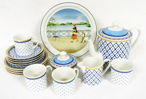 A Villeroy and Boch Perpignan Design part service, to include coffee pot, 20cm high, lidded sugar bowl, cups, etc., and a small quantity of china. (a quantity)