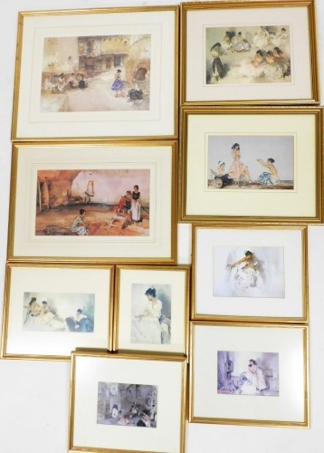 After Russell Flint. Ladies Interior print, 11cm x 16cm, various others, etc. (a quantity)