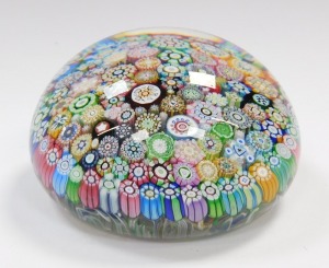 A Perthshire dated post millefiori glass paperweight, bearing a cone with initial T, and date cane for 1989, 8.5cm diameter. - 3