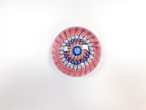 A Whitefriars Coronation concentric millefiori paperweight, bearing central cane with EIIR 1953, 7.5cm diameter. (AF) - 4