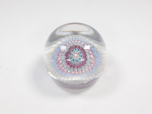 A late 19thC concentric millefiori glass paperweight, possibly Richardsons, of domed and footed form, 9cm diameter. - 4