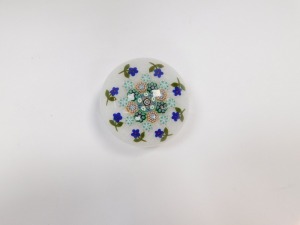 A Peter McDougall millefiori and scrambled latticino glass paperweight, with an outer band of violets, dated cane for 2010, bears paper label, 7cm diameter. - 4
