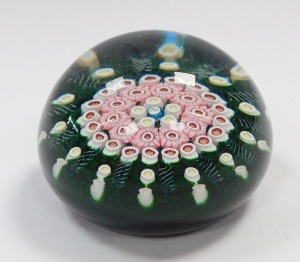 A William Manson Phoenix paperweight, limited edition 10/75, millefiori against a green ground, central PP cane, etched marks, dated 2002, 6cm diameter. - 3