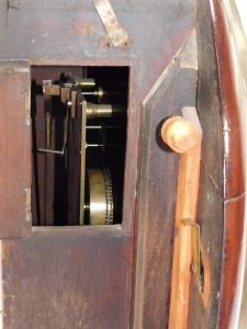 A late 19thC circular mahogany wall clock, with later white numeric painted dial, bearing Roman numerals and 'PICKERING', single fusee movement, with key, 44cm wide. - 3