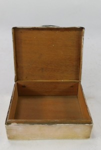 A George V silver cigarette box, with engine turned decoration and vacant shield, Birmingham 1932, 7&frac12;oz gross. - 3