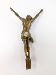 A French bronze crucifix figure of Jesus Christ, signed Leandri, No 021, 26cm high. - 4