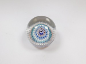 A late 19thC concentric millefiori glass paperweight, possibly Richardsons, of domed and footed form, 9cm diameter. - 2