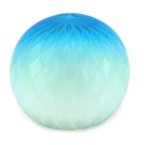 A late 19thC Thomas Webb turquoise and white quilted satin glass paperweight, 9.5cm diameter.