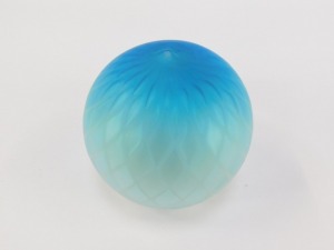 A late 19thC Thomas Webb turquoise and white quilted satin glass paperweight, 9.5cm diameter. - 2