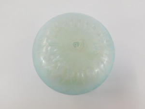 A late 19thC Thomas Webb turquoise and white quilted satin glass paperweight, 9.5cm diameter. - 3
