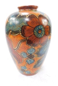 An early 20thC Clews Chameleon ware vase, decorated with stylised flowers against a light brown ground, No 234, impressed printed and painted marks, 25cm high. - 2