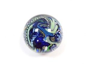 A Siddy Langley mammoth abstract glass paperweight, etched mark dated 2014, 11cm diameter. - 2