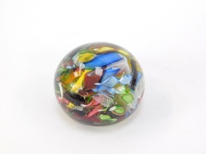 A scrambled cane glass paperweight, possibly Clichy, 1.5cm wide. - 2