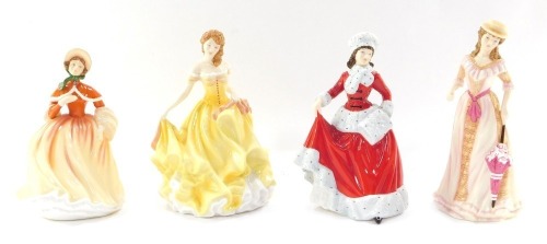 Four Doulton The Pretty Ladies Four Seasons comprising Spring, Summer, Autumn and Winter, each 21cm high. (4)