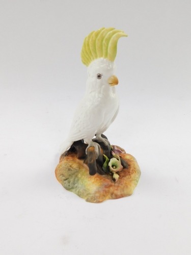 A Royal Crown Derby cockatoo, matt, 18cm high, boxed.
