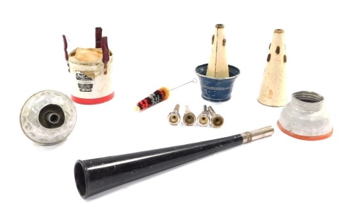 Musical instrument accessories, comprising mouth pieces, trombone and trumpet mutes, cleaning brushes, etc. (a quantity)