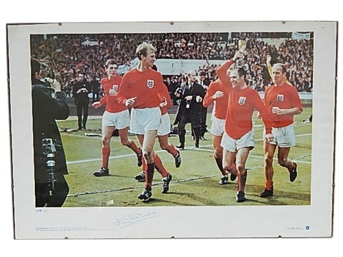 An England World Cup Series Final 1966 poster, bearing autograph of Jack Charlton, limited edition print 478/500, 40cm x 59cm, in clip frame.