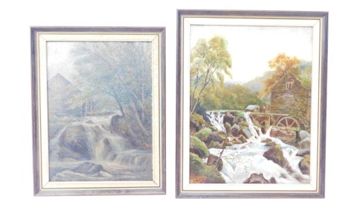 Elsey Owen (19thC School). Two paintings, one of a water mill, signed and dated 1896, oil on canvas, 44.5cm x 33.5cm, and the other a further water mill scene, signed, 40cm x 29cm, framed. (2)