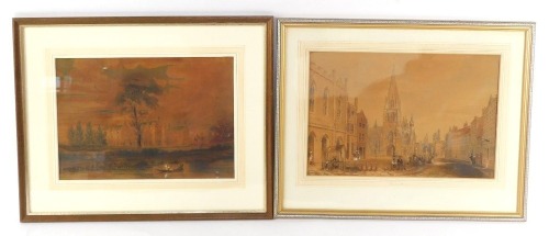 20thC School. Sleaford, fine print with watercolour touch up, 24cm x 36.5cm, together with a print of Sleaford Union, 24cm x 35cm. (2)